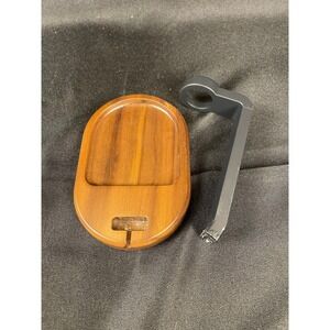 Wooden Smartwatch Charging Stand with Valet Tray Minimalist Desk Organizer Brown